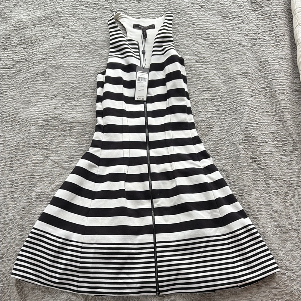 BCBGMaxAzria Black and White A-Line Halter Mini Dress